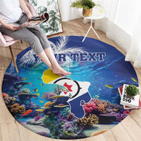 Personalized Bonaire Underwater Tropical Corals Reef Round Carpet With Colorful Sea Fish