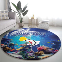 Personalized Bonaire Underwater Tropical Corals Reef Round Carpet With Colorful Sea Fish