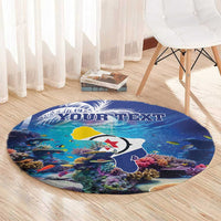 Personalized Bonaire Underwater Tropical Corals Reef Round Carpet With Colorful Sea Fish
