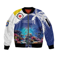 Personalized Bonaire Underwater Tropical Corals Reef Sleeve Zip Bomber Jacket With Colorful Sea Fish - Wonder Print Shop