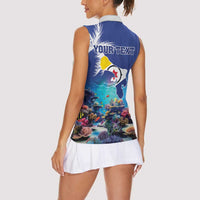 Personalized Bonaire Underwater Tropical Corals Reef Women Sleeveless Polo Shirt With Colorful Sea Fish - Wonder Print Shop