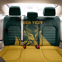 Personalized South Africa Springbok Back Car Seat Cover With Trendy Protea Flowers Patterns - Wonder Print Shop