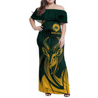 Personalized South Africa Springbok Family Matching Off Shoulder Maxi Dress and Hawaiian Shirt With Trendy Protea Flowers Patterns - Wonder Print Shop