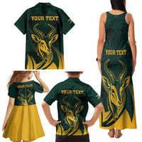 Personalized South Africa Springbok Family Matching Tank Maxi Dress and Hawaiian Shirt With Trendy Protea Flowers Patterns - Wonder Print Shop