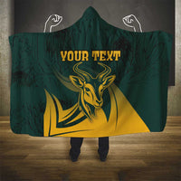 Personalized South Africa Springbok Hooded Blanket With Trendy Protea Flowers Patterns