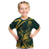Personalized South Africa Springbok Kid T Shirt With Trendy Protea Flowers Patterns - Wonder Print Shop