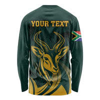 Personalized South Africa Springbok Long Sleeve Shirt With Trendy Protea Flowers Patterns - Wonder Print Shop