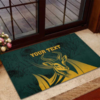 Personalized South Africa Springbok Rubber Doormat With Trendy Protea Flowers Patterns - Wonder Print Shop