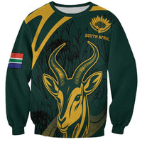 Personalized South Africa Springbok Sweatshirt With Trendy Protea Flowers Patterns - Wonder Print Shop
