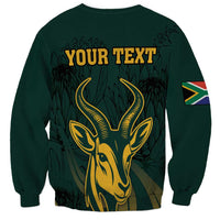 Personalized South Africa Springbok Sweatshirt With Trendy Protea Flowers Patterns - Wonder Print Shop