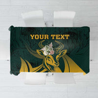 Personalized South Africa Springbok Tablecloth With Trendy Protea Flowers Patterns - Wonder Print Shop