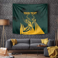 Personalized South Africa Springbok Tapestry With Trendy Protea Flowers Patterns - Wonder Print Shop