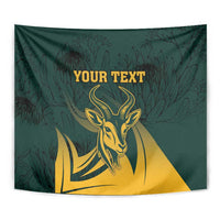 Personalized South Africa Springbok Tapestry With Trendy Protea Flowers Patterns - Wonder Print Shop