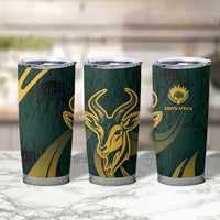 Personalized South Africa Springbok Tumbler Cup With Trendy Protea Flowers Patterns - Wonder Print Shop