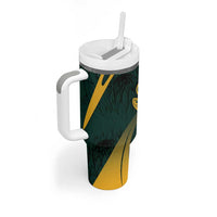 Personalized South Africa Springbok Tumbler With Handle With Trendy Protea Flowers Patterns - Wonder Print Shop
