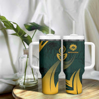 Personalized South Africa Springbok Tumbler With Handle With Trendy Protea Flowers Patterns - Wonder Print Shop