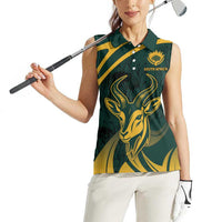 Personalized South Africa Springbok Women Sleeveless Polo Shirt With Trendy Protea Flowers Patterns - Wonder Print Shop