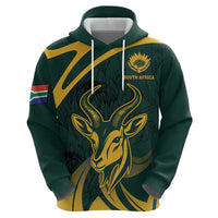 Personalized South Africa Springbok Zip Hoodie With Trendy Protea Flowers Patterns - Wonder Print Shop