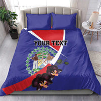 Personalized Belize Coat Of Arms Bedding Set With Black Orchid Flowers - Wonder Print Shop