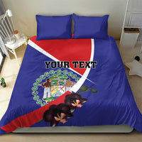 Personalized Belize Coat Of Arms Bedding Set With Black Orchid Flowers - Wonder Print Shop