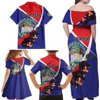 Personalized Belize Coat Of Arms Family Matching Off Shoulder Maxi Dress and Hawaiian Shirt With Black Orchid Flowers - Wonder Print Shop