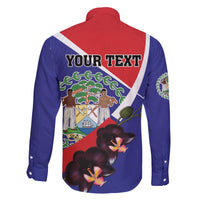 Personalized Belize Coat Of Arms Family Matching Off Shoulder Short Dress and Hawaiian Shirt With Black Orchid Flowers - Wonder Print Shop