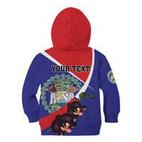 Personalized Belize Coat Of Arms Kid Hoodie With Black Orchid Flowers - Wonder Print Shop