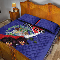 Personalized Belize Coat Of Arms Quilt Bed Set With Black Orchid Flowers - Wonder Print Shop