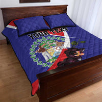 Personalized Belize Coat Of Arms Quilt Bed Set With Black Orchid Flowers - Wonder Print Shop