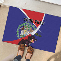 Personalized Belize Coat Of Arms Rubber Doormat With Black Orchid Flowers - Wonder Print Shop