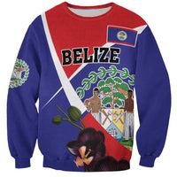 Personalized Belize Coat Of Arms Sweatshirt With Black Orchid Flowers - Wonder Print Shop