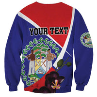 Personalized Belize Coat Of Arms Sweatshirt With Black Orchid Flowers - Wonder Print Shop