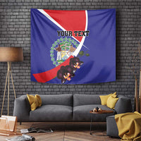 Personalized Belize Coat Of Arms Tapestry With Black Orchid Flowers - Wonder Print Shop