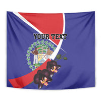 Personalized Belize Coat Of Arms Tapestry With Black Orchid Flowers - Wonder Print Shop