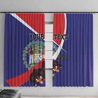 Personalized Belize Coat Of Arms Window Curtain With Black Orchid Flowers - Wonder Print Shop