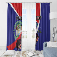 Personalized Belize Coat Of Arms Window Curtain With Black Orchid Flowers - Wonder Print Shop