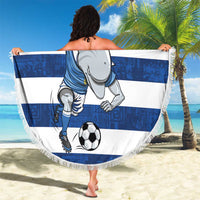 Greece Football Beach Blanket Dolphin Mascot Grunge Style - Wonder Print Shop