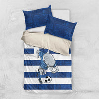Greece Football Bedding Set Dolphin Mascot Grunge Style - Wonder Print Shop