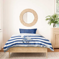 Greece Football Bedding Set Dolphin Mascot Grunge Style - Wonder Print Shop