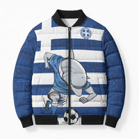 Greece Football Bomber Puffer Jacket Dolphin Mascot Grunge Style - Wonder Print Shop