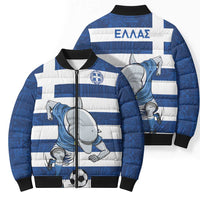 Greece Football Bomber Puffer Jacket Dolphin Mascot Grunge Style - Wonder Print Shop