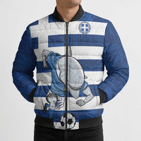 Greece Football Bomber Puffer Jacket Dolphin Mascot Grunge Style - Wonder Print Shop