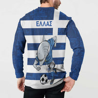 Greece Football Button Sweatshirt Dolphin Mascot Grunge Style - Wonder Print Shop