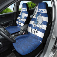 Greece Football Car Seat Cover Dolphin Mascot Grunge Style - Wonder Print Shop