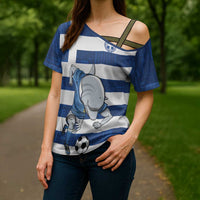 Greece Football Cross Shoulder Shirt Dolphin Mascot Grunge Style - Wonder Print Shop