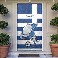 Greece Football Door Cover Dolphin Mascot Grunge Style - Wonder Print Shop