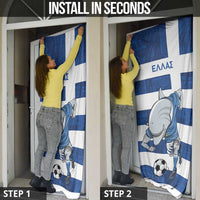 Greece Football Door Cover Dolphin Mascot Grunge Style - Wonder Print Shop
