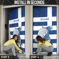 Greece Football Door Cover Dolphin Mascot Grunge Style - Wonder Print Shop