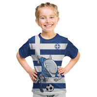 Greece Football Kid T Shirt Dolphin Mascot Grunge Style - Wonder Print Shop