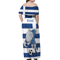 Greece Football Off Shoulder Maxi Dress Dolphin Mascot Grunge Style - Wonder Print Shop